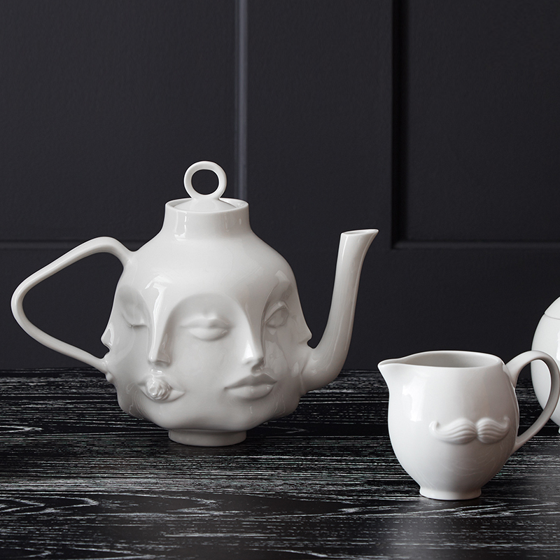 American Original Single Big Card Porcelain Water Cup Teapot Furnishing Character Multi-faceted Teapot Coffee Pot Lavish Gift