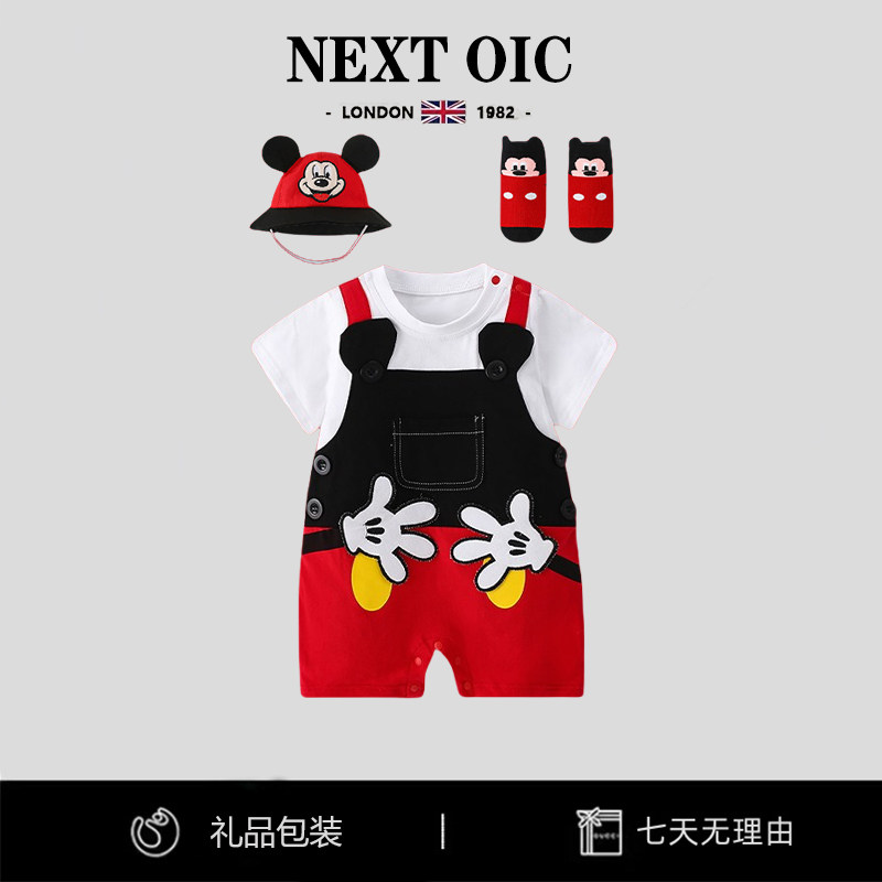 Британский летний комбинезон NEXT OIC summer baby fake из двух частей для прогулок с Микки Беби на бретельках из чистого хлопка
