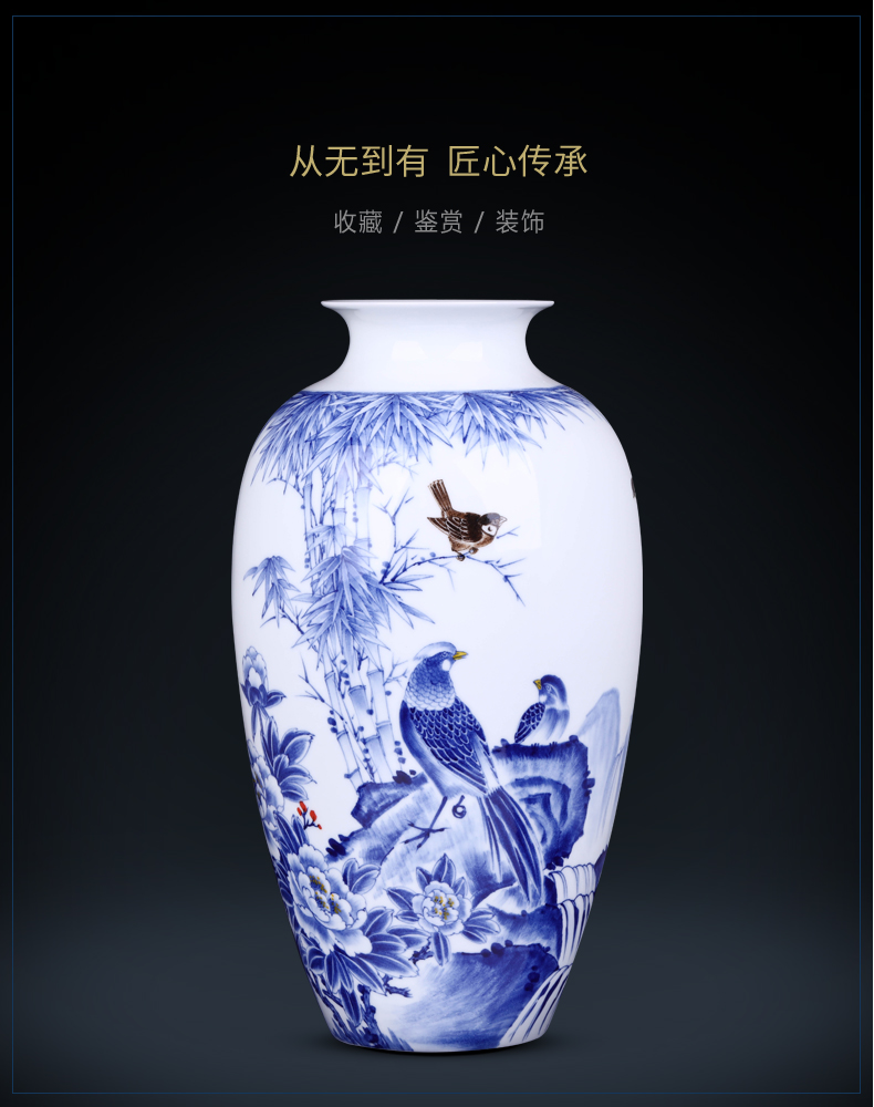 Jingdezhen ceramics vase furnishing articles sitting room flower arranging hand - made thin foetus Chinese study ancient frame craft ornaments