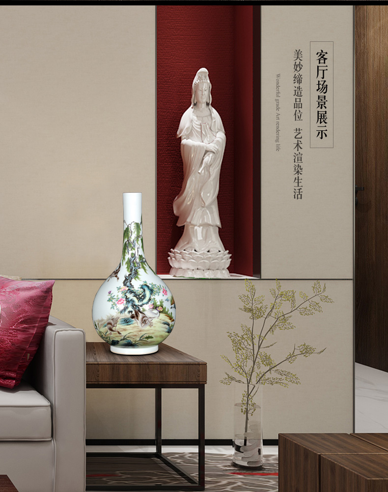 Jingdezhen ceramics imitation the qing qianlong pastel willow vases, new Chinese style living room decorations furnishing articles of handicraft