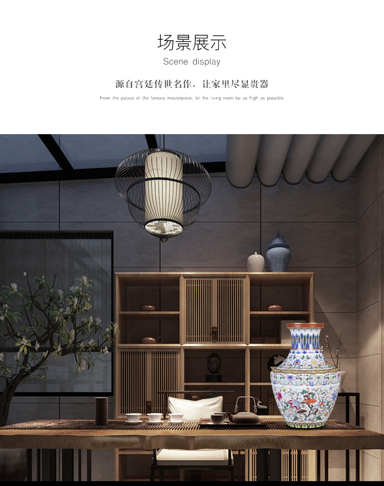 Jingdezhen ceramics antique porcelain dou colors lotus flower dish vases, Chinese ancient frame sitting room adornment