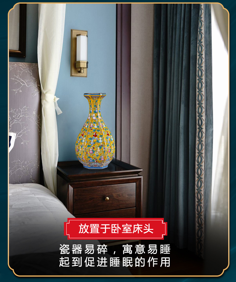 Jingdezhen ceramic vases, small living room flower arranging archaize porcelain rich ancient frame home decoration office furnishing articles