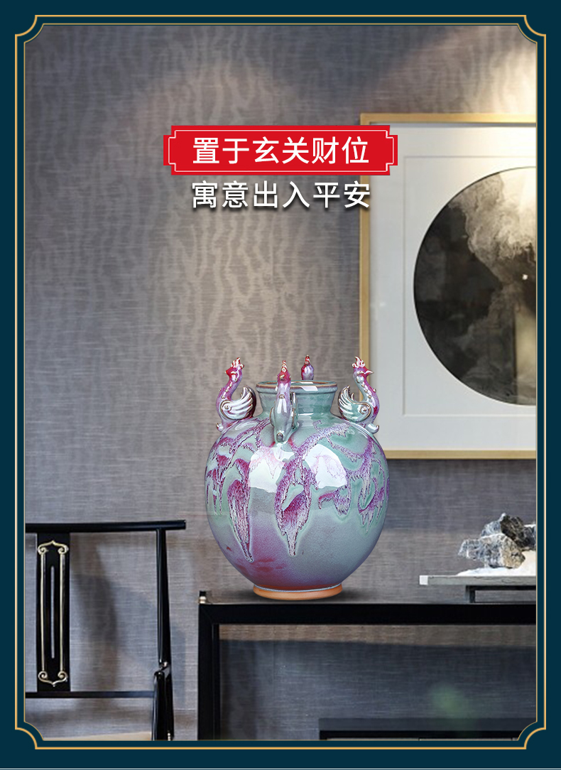 Jingdezhen ceramics, vases, antique Chinese style living room TV cabinet rich ancient frame home decoration handicraft furnishing articles