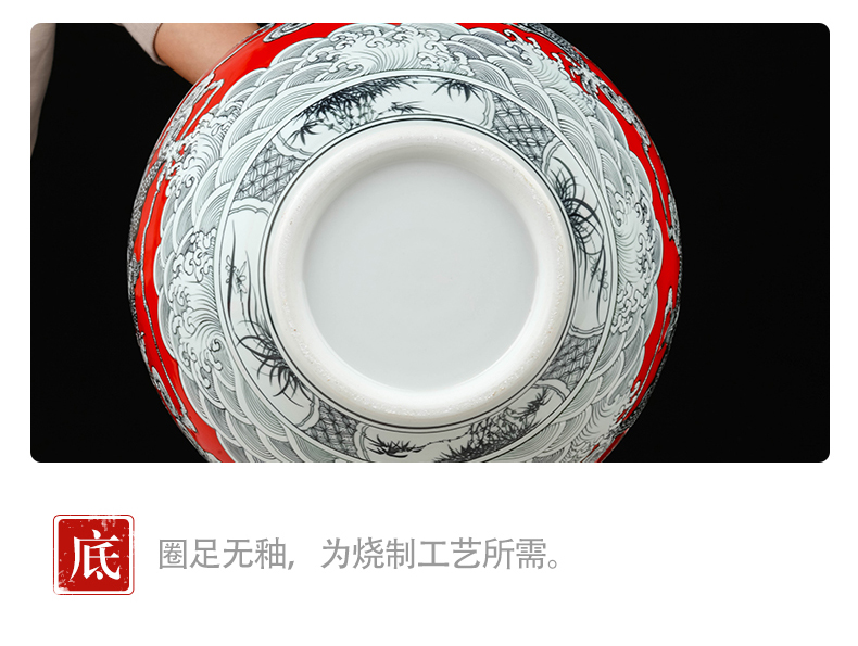 Jingdezhen ceramic storage tank general porcelain carving dragon can place a large household adornment with cover to receive