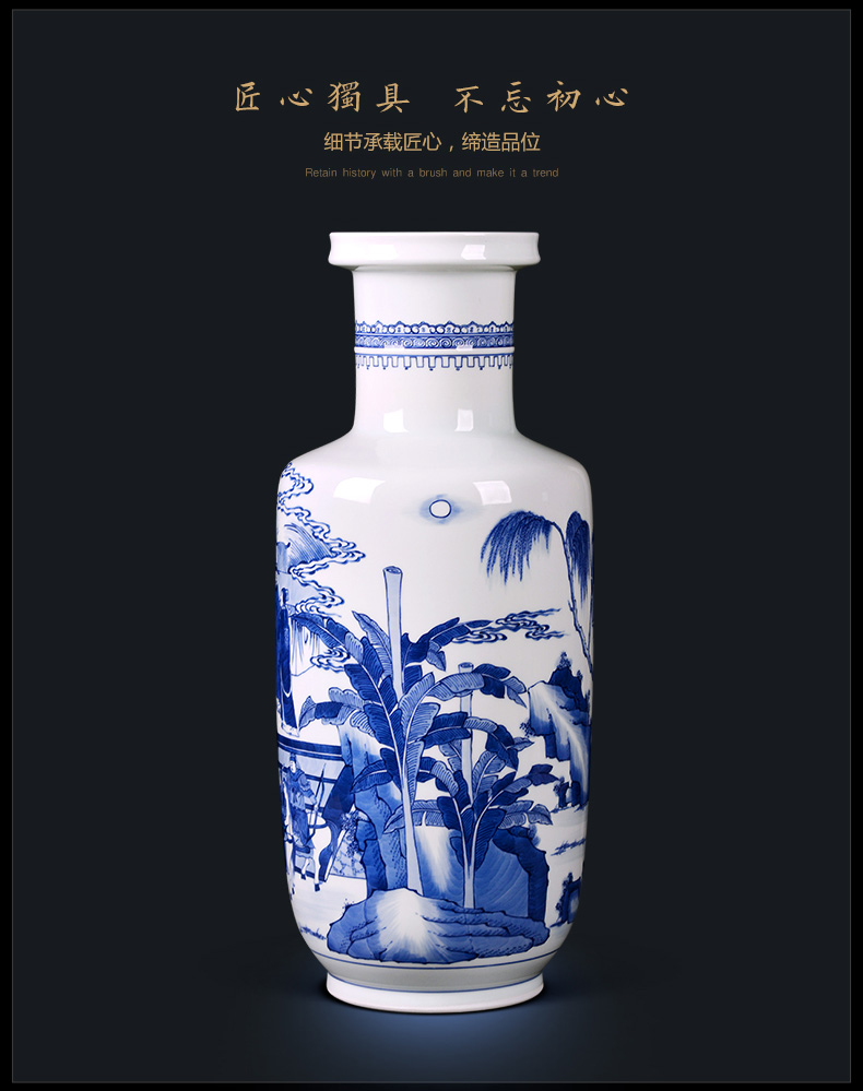 Jingdezhen blue and white ceramics were vase sitting room porch TV ark, decoration of Chinese style household furnishing articles