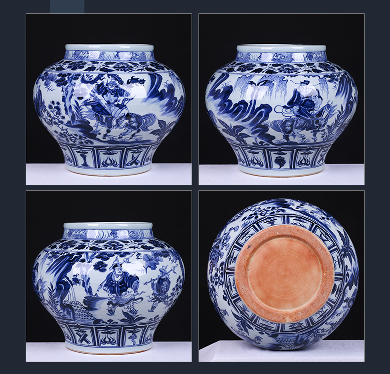 Jingdezhen ceramic vases, antique yuan blue and white porcelain Chinese style household living room TV ark adornment rich ancient frame furnishing articles