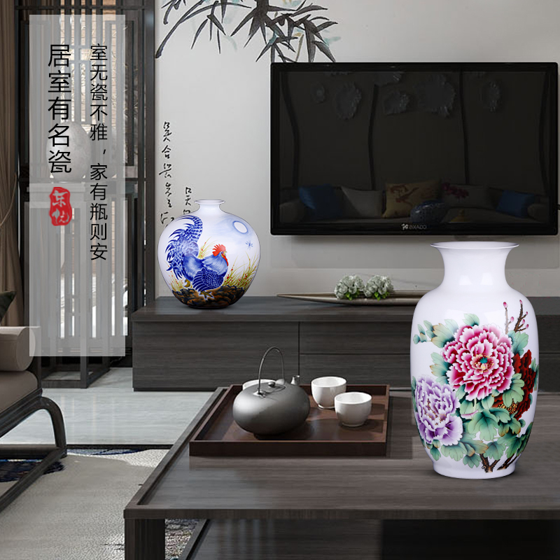 Jingdezhen hand - made ceramic vases, flower arrangement sitting room of Chinese style decoration Chinese wind restoring ancient ways porch home furnishing articles
