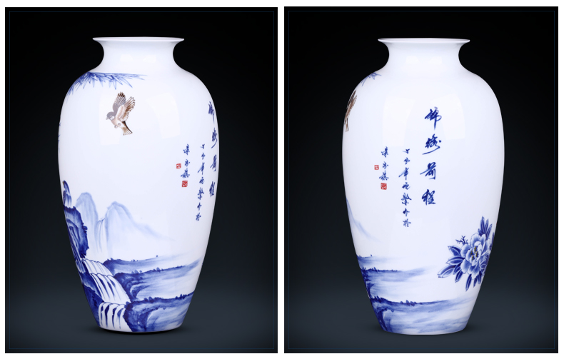 Jingdezhen ceramics vase furnishing articles sitting room flower arranging hand - made thin foetus Chinese study ancient frame craft ornaments