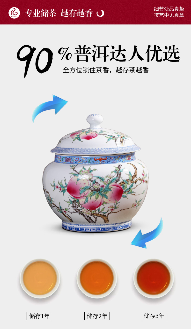 Jingdezhen ceramic tea pot a large household of Chinese style of archaize pastel high - capacity barrel puer tea storage tank