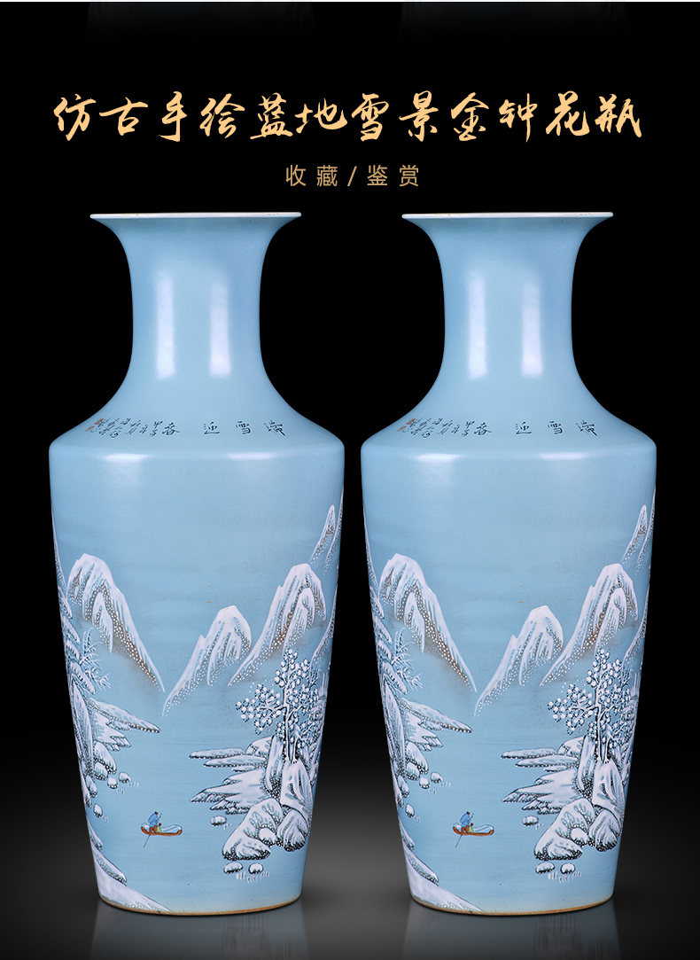 Jingdezhen ceramics antique hand - made snow vases, flower arrangement sitting room adornment of Chinese style household TV ark, furnishing articles