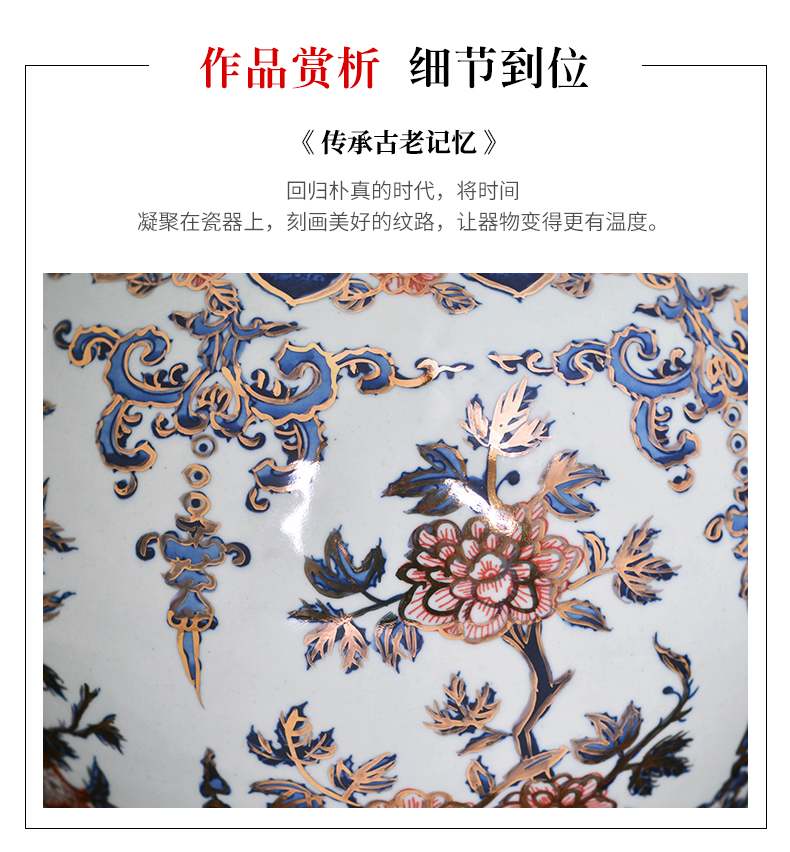 Large blue and white porcelain of jingdezhen ceramics vase furnishing articles of Chinese style household living room TV cabinet decorative arts and crafts