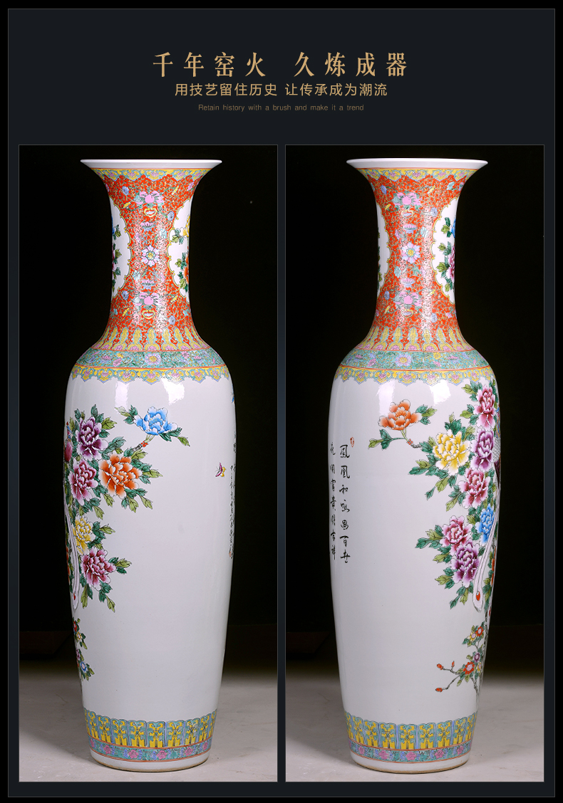 Jingdezhen hand - made ceramic floor large vases, notes tong heavy prosperous Chinese style of new home sitting room adornment is placed