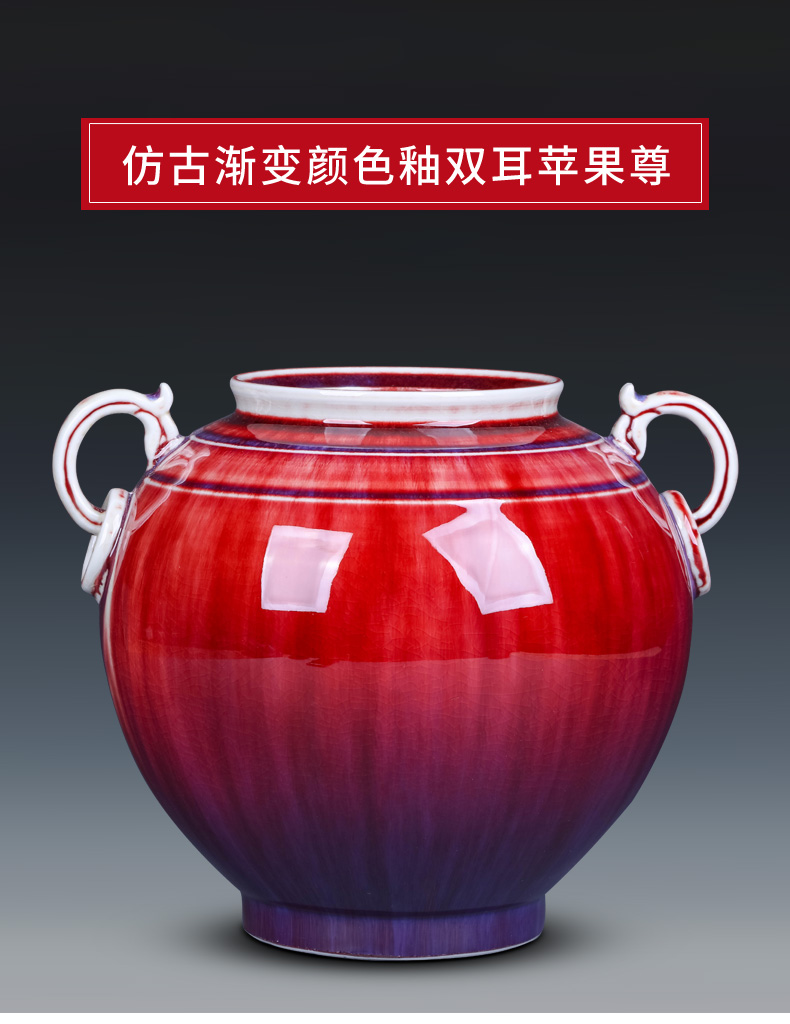 Jingdezhen ceramic vases, flower arrangement sitting room place archaize color glaze gradient rich ancient frame study craft ornaments