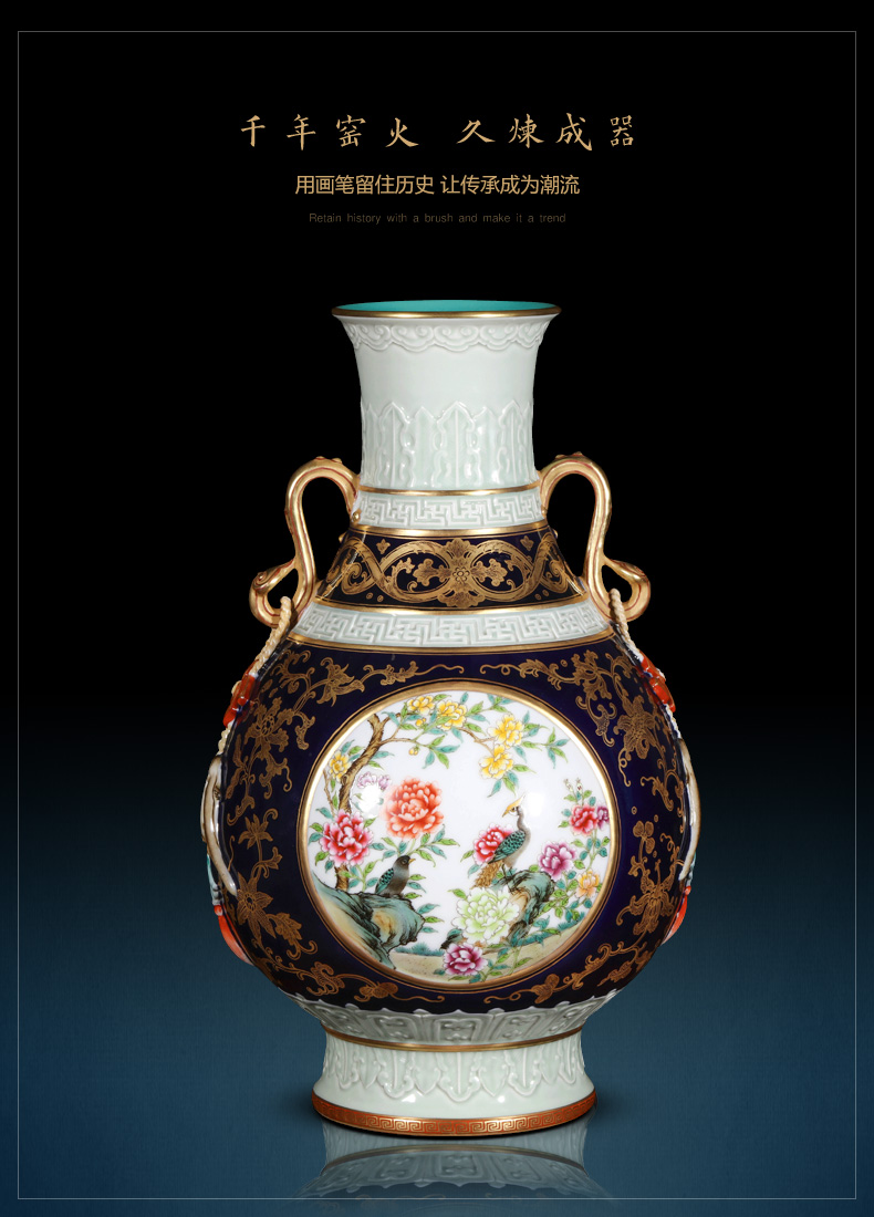 Jingdezhen ceramics vase archaize pastel dress with okho spring bottle of rich ancient frame of Chinese style household ornaments