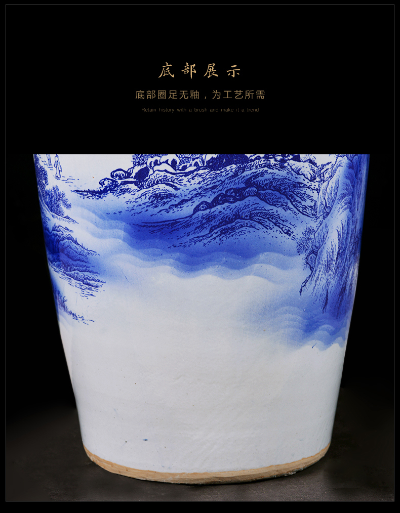 Jingdezhen ceramic antique blue - and - white decoration to the hotel the sitting room of large vase furnishing articles opening gifts large catastrophic