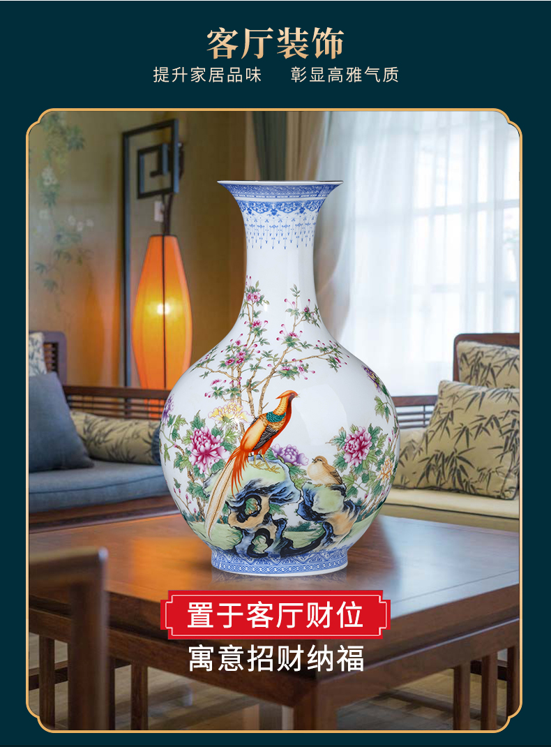 Jingdezhen ceramics sitting room adornment put vase pastel desktop rich ancient frame of Chinese style household office furnishing articles