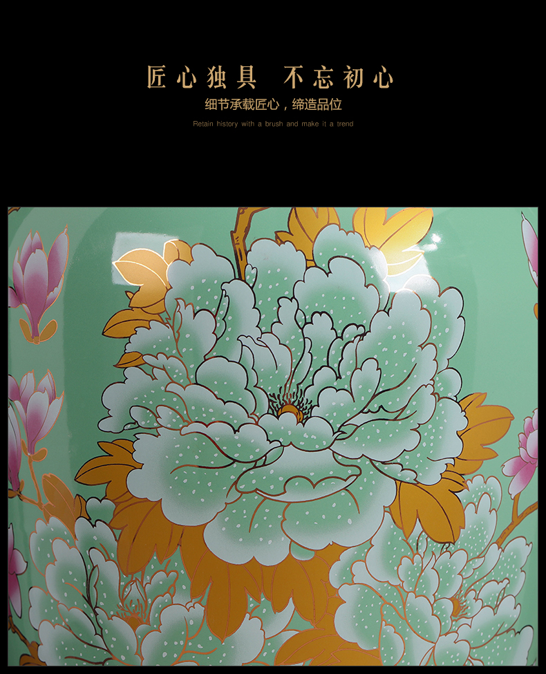 Jingdezhen ceramics Chinese style villa living room porch ground vase furnishing articles large hotel decoration gifts