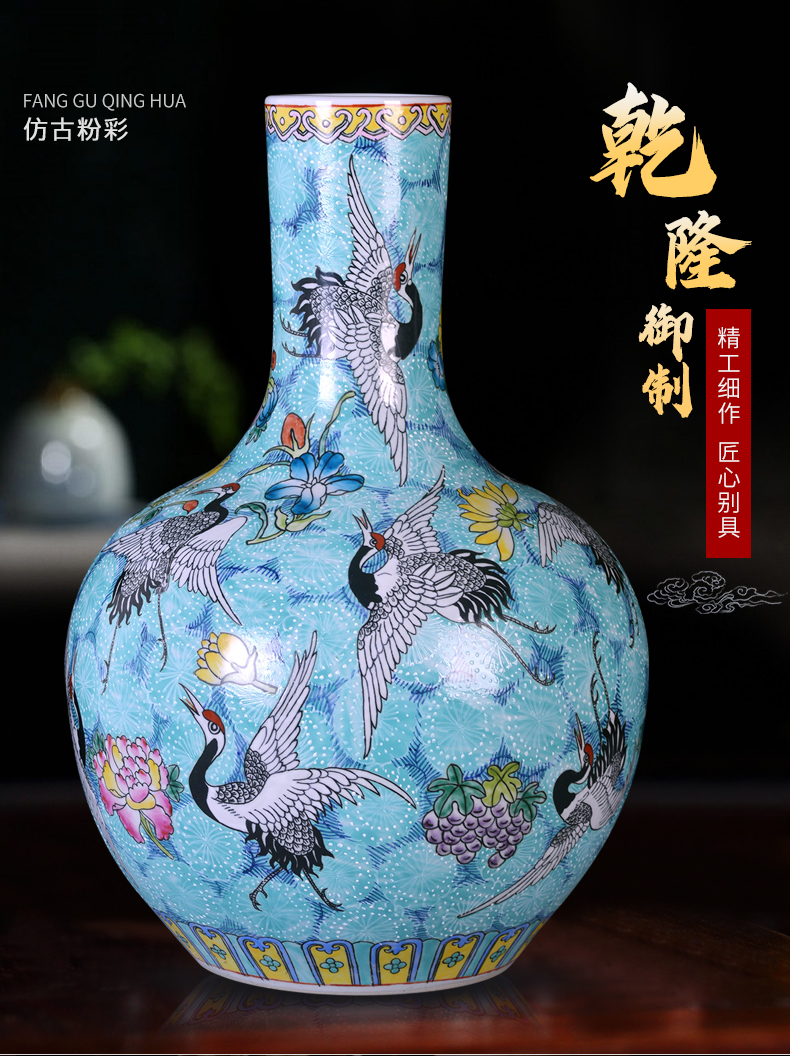 Jingdezhen ceramics by hand the pastel sky vases, flower arranging large new Chinese style sitting room adornment desktop furnishing articles