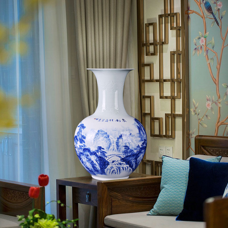 Jingdezhen ceramics vase hand - made Chinese style household flower arrangement sitting room adornment design porch place TV ark