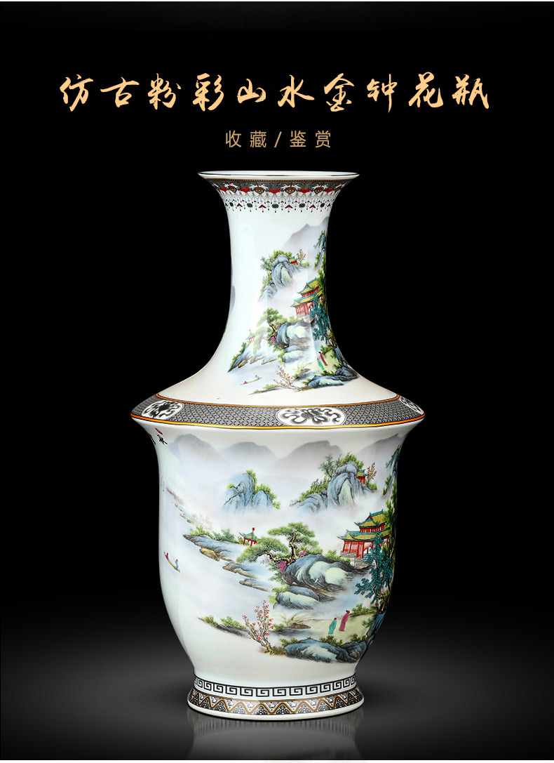 Jingdezhen ceramics pastel landscape vase furnishing articles sitting room of Chinese style household flower adornment TV ark, furnishing articles