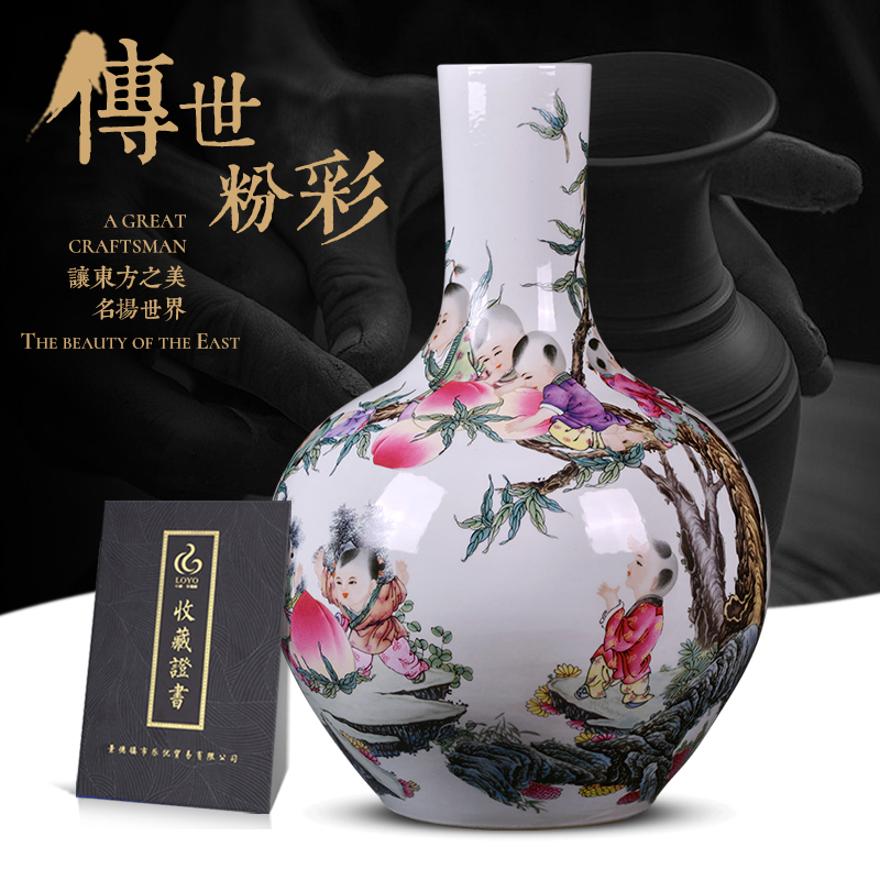 Jingdezhen ceramics, vases, flower arranging archaize sitting room famille rose porcelain Chinese style furnishing articles TV ark, home decoration