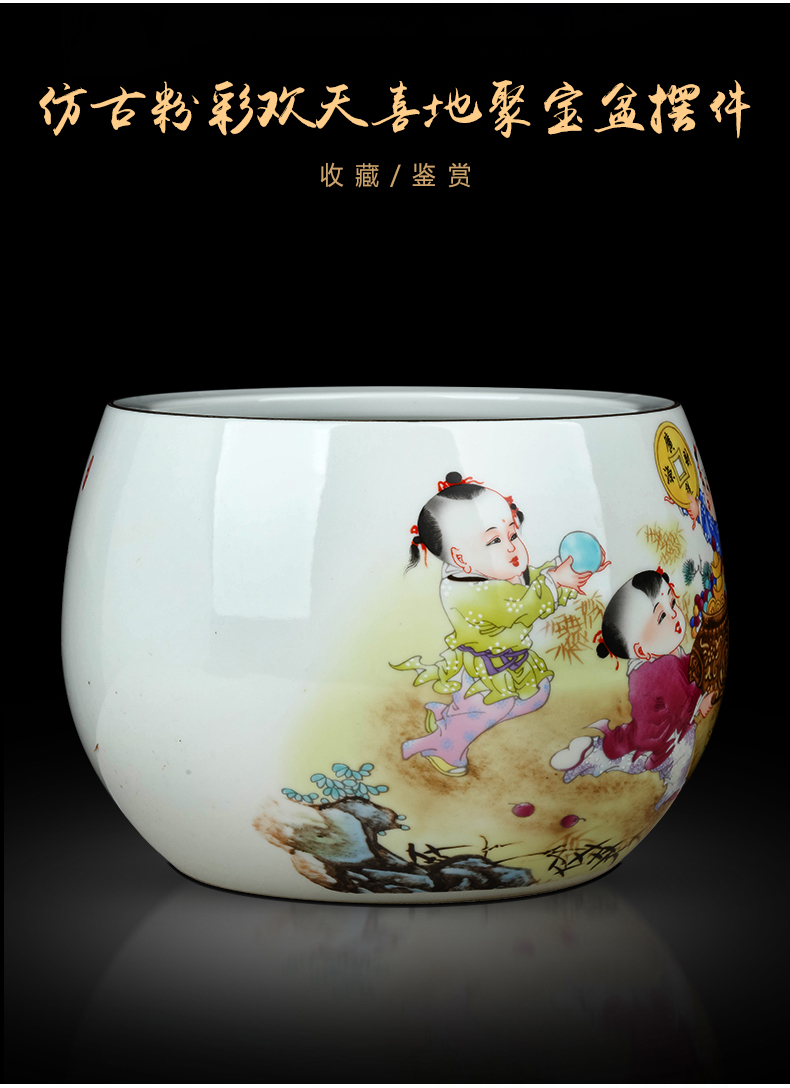 Jingdezhen ceramic powder enamel creative home desktop cylinder cornucopia adornment of the sitting room porch feng shui plutus furnishing articles