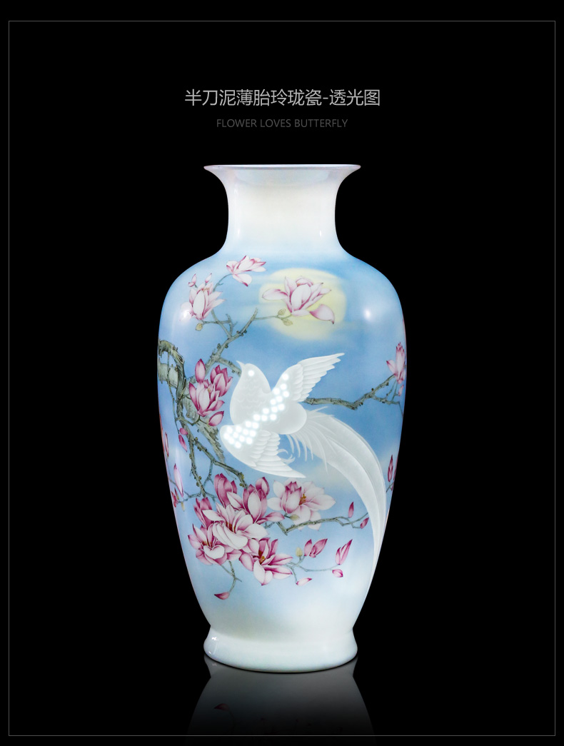 Jingdezhen ceramic furnishing articles hand - made vases, flower arranging new Chinese style household living room TV cabinet decoration handicraft furnishing articles