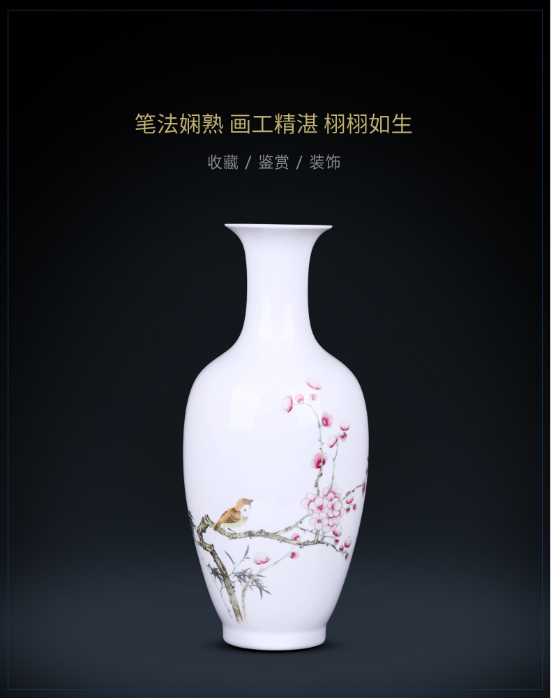 Jingdezhen porcelain ceramic vases, flower arrangement sitting room hand - made painting of flowers and birds in Chinese study with rich ancient frame accessories furnishing articles