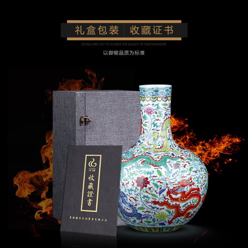 Jingdezhen blue and white ceramics bucket color porcelain vase large celestial Chinese flower arranging sitting room decorations TV ark, furnishing articles