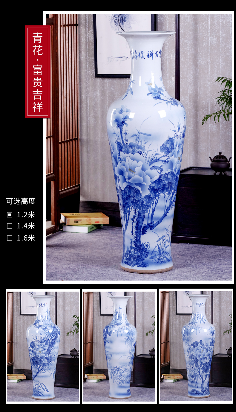 Jingdezhen ceramics hand - made ground vase furnishing articles large new Chinese style household living room TV cabinet decoration