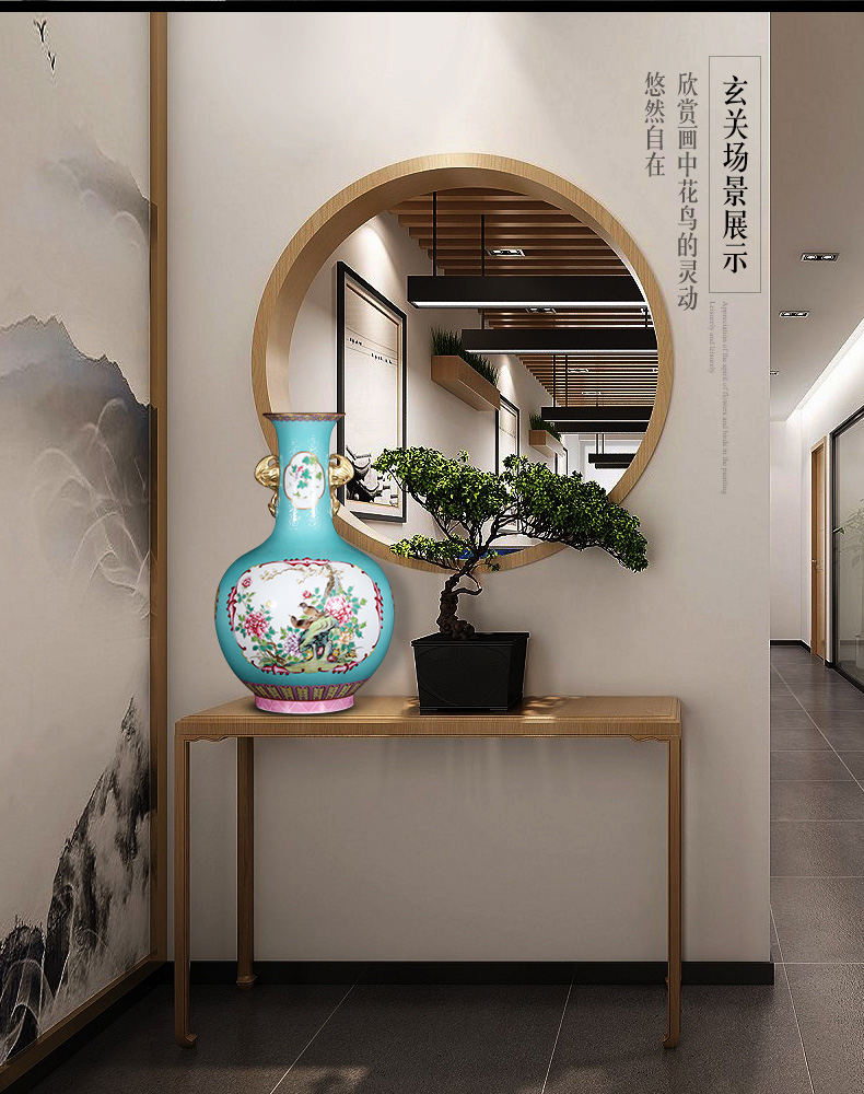 Jingdezhen ceramics imitation the qing qianlong blue scramble for flowers open the painting of flowers and household adornment design gift furnishing articles