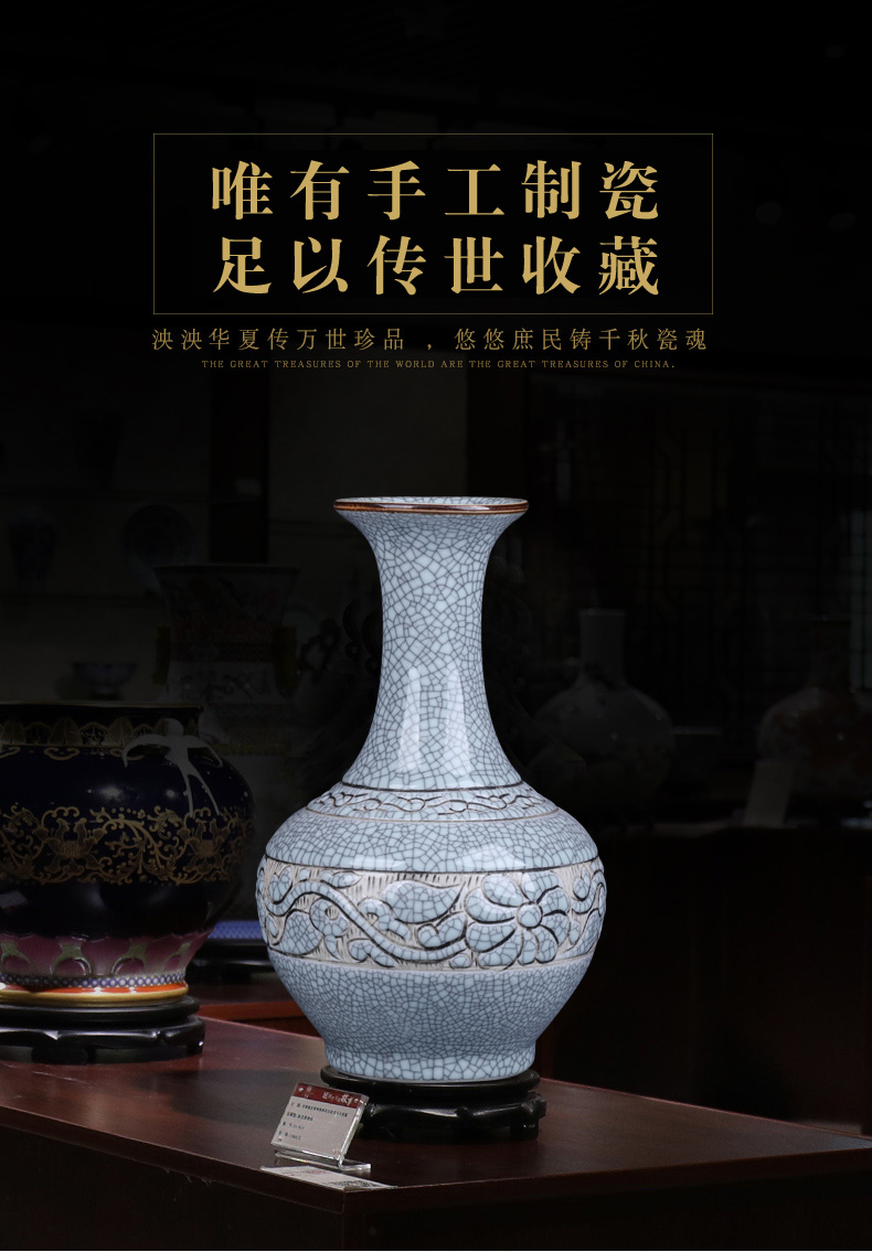 Jingdezhen ceramic vases, flower arrangement sitting room adornment of new Chinese style restoring ancient ways crack porcelain TV ark, rich ancient frame furnishing articles