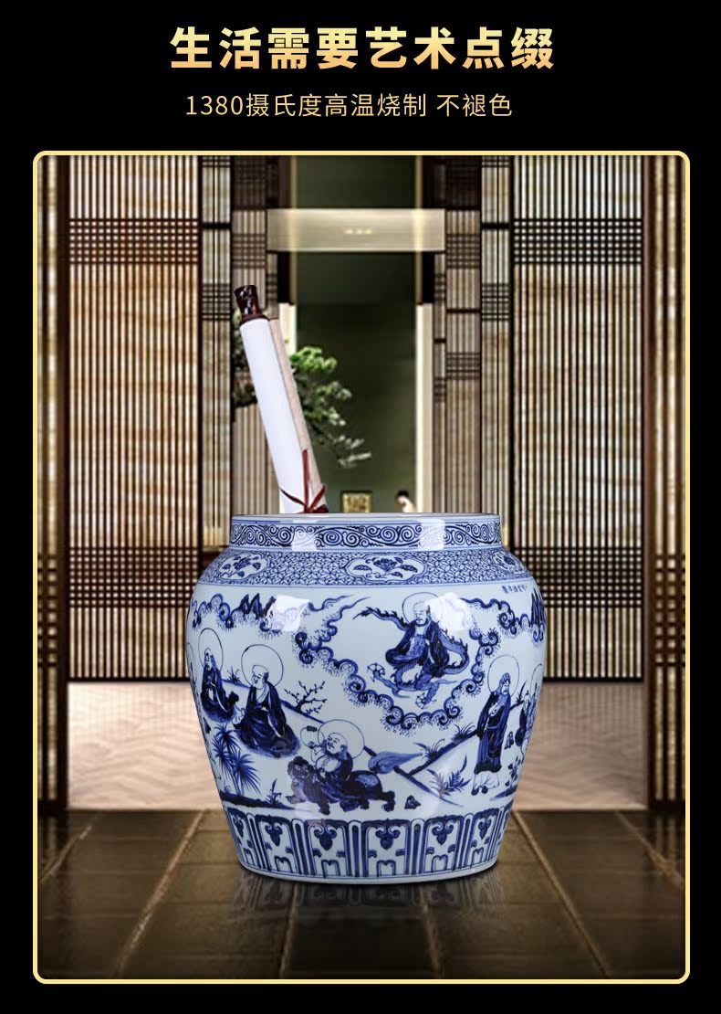 Jingdezhen ceramic aquarium place large flower pot imitation Ming xuande is blue and white porcelain of the big Chinese courtyard sitting room adornment