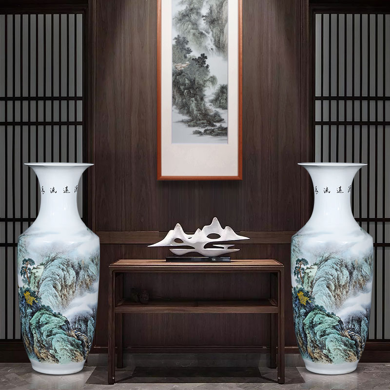 Jingdezhen ceramics new Chinese style of large vase sitting room hotel decor hand - made pastel furnishing articles written by famous experts