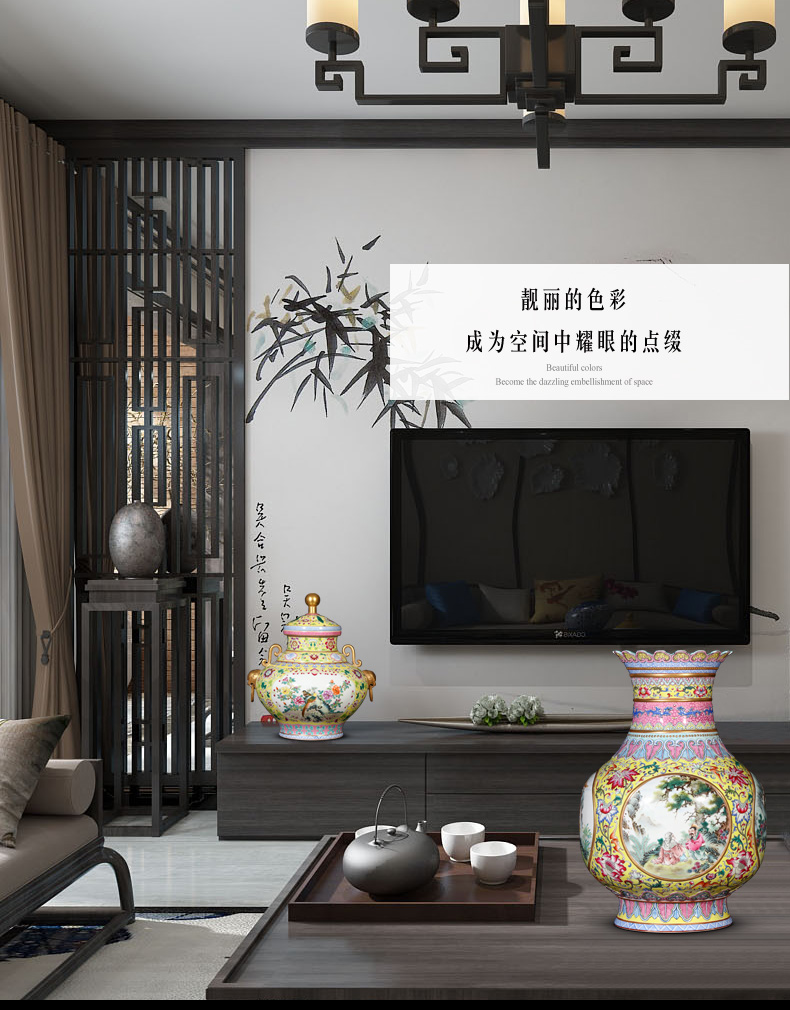 Jingdezhen ceramics powder enamel gut characters lanterns vases, flower arranging Chinese sitting room porch decoration furnishing articles