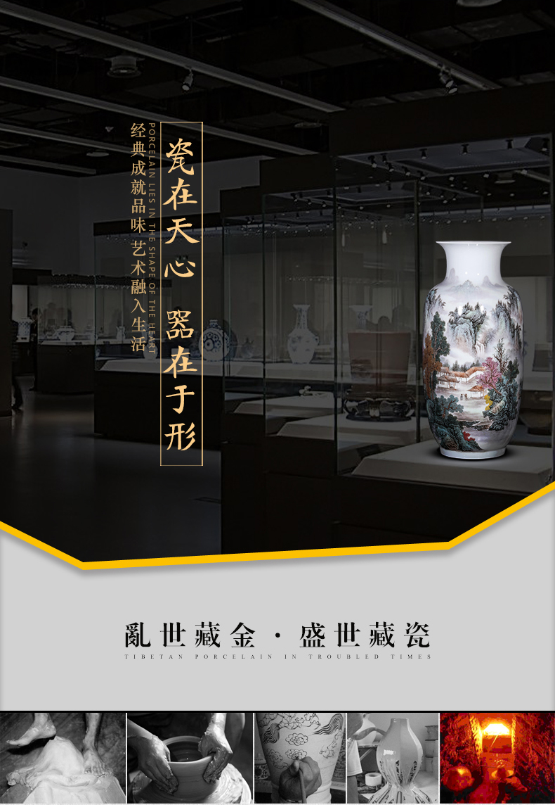 Jingdezhen ceramics vase living room flower arranging furnishing articles hand - made famille rose porcelain Chinese style household ornaments