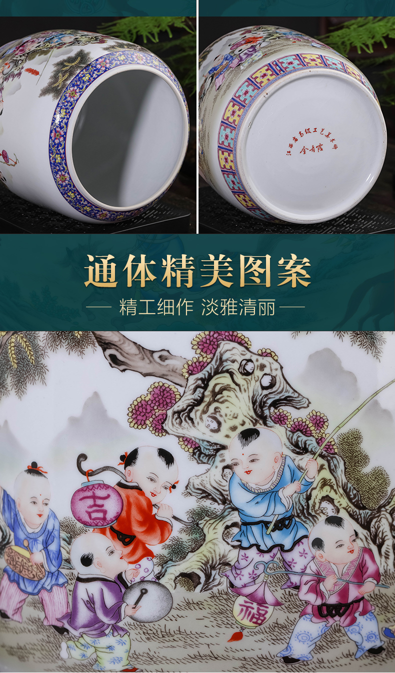 Jingdezhen porcelain tea pot with cover seal storage tanks large puer tea cake and tea urn storage