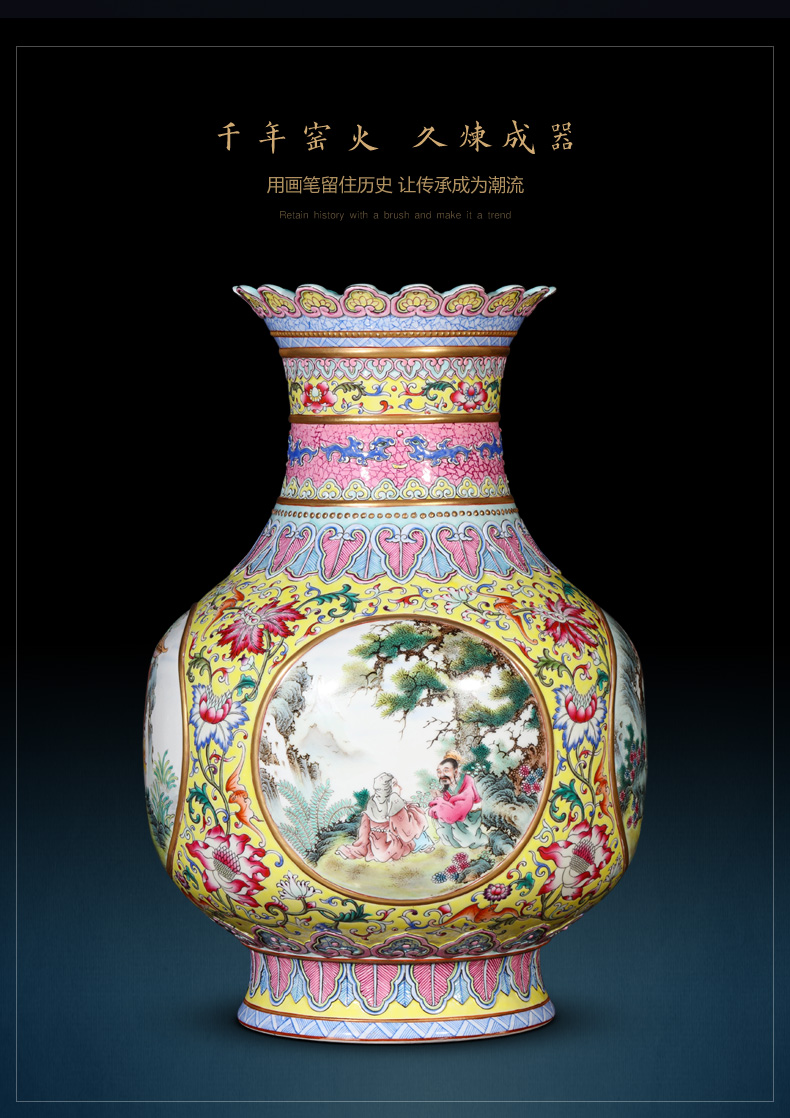 Jingdezhen ceramics powder enamel gut characters lanterns vases, flower arranging Chinese sitting room porch decoration furnishing articles