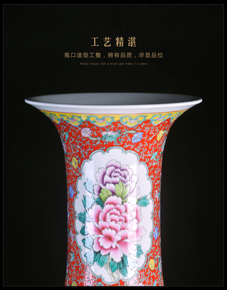 Jingdezhen ceramics craft pastel of large vase large - sized auspicious phoenix restoring ancient ways to the gauge of the sitting room adornment is placed