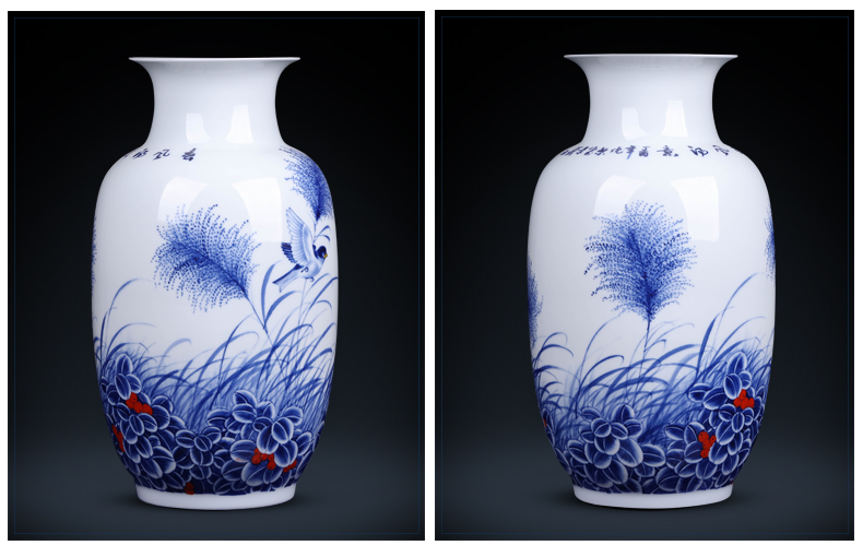 Jingdezhen porcelain ceramic vases, flower arrangement sitting room hand - made painting of flowers and birds in Chinese study with rich ancient frame accessories furnishing articles