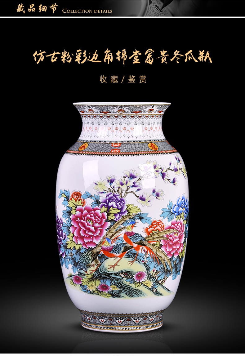 Porcelain of jingdezhen ceramic vases, antique flower arrangement of Chinese style household decoration as porch study of TV ark, furnishing articles