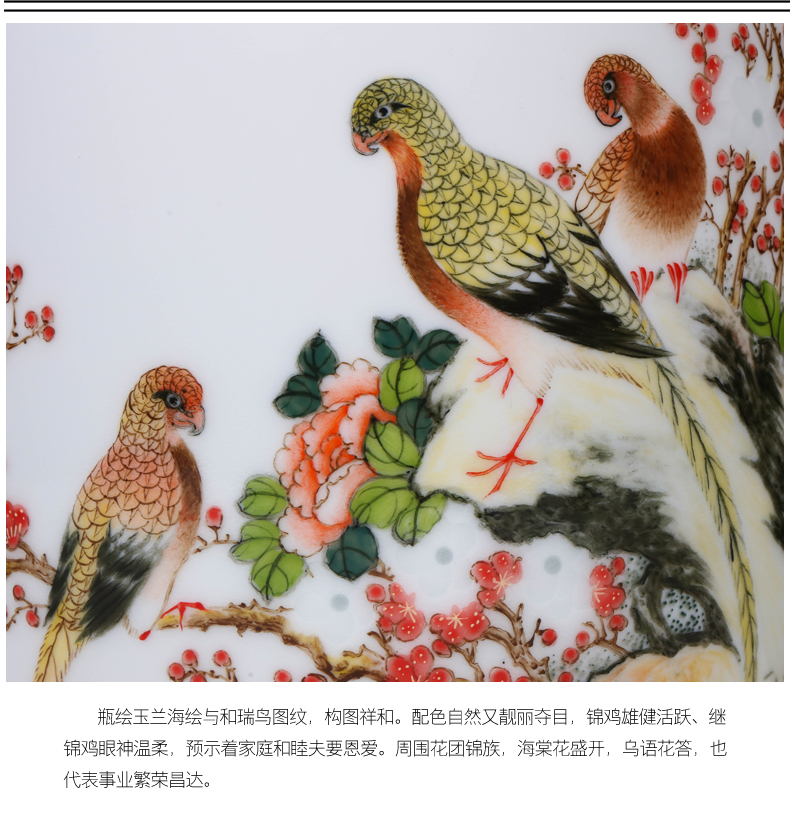 Jingdezhen ceramics vase hand - made color MeiKaiWuFu new Chinese style household living room TV cabinet decoration