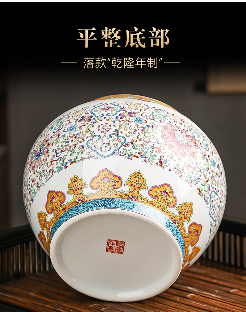 Jingdezhen ceramic tea pot with cover moistureproof scattered receives archaize qianlong seal storage tank enamel snack jars