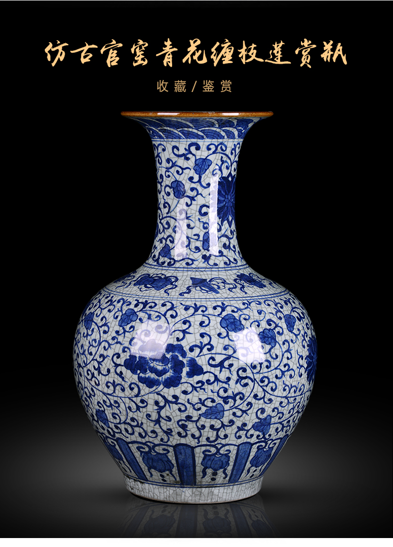 The Big vase furnishing articles antique Chinese blue and white porcelain is jingdezhen ceramics to heavy ground adornment ornament large sitting room