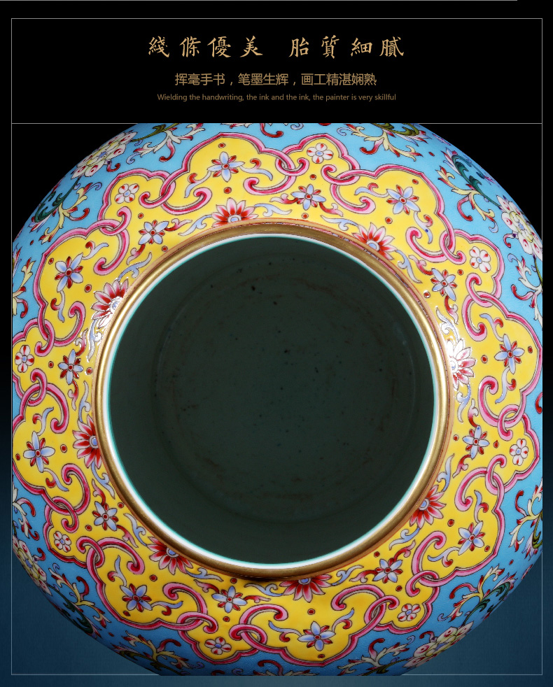 Jingdezhen ceramics imitation the qing qianlong blue scramble for flower general storage jar sitting room of Chinese style household act the role ofing is tasted furnishing articles