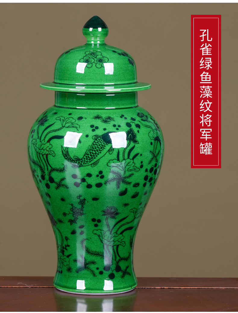 Jingdezhen ceramics, vases, flower arrangement sitting room place green longfeng Chinese style restoring ancient ways is rich ancient frame study ornaments