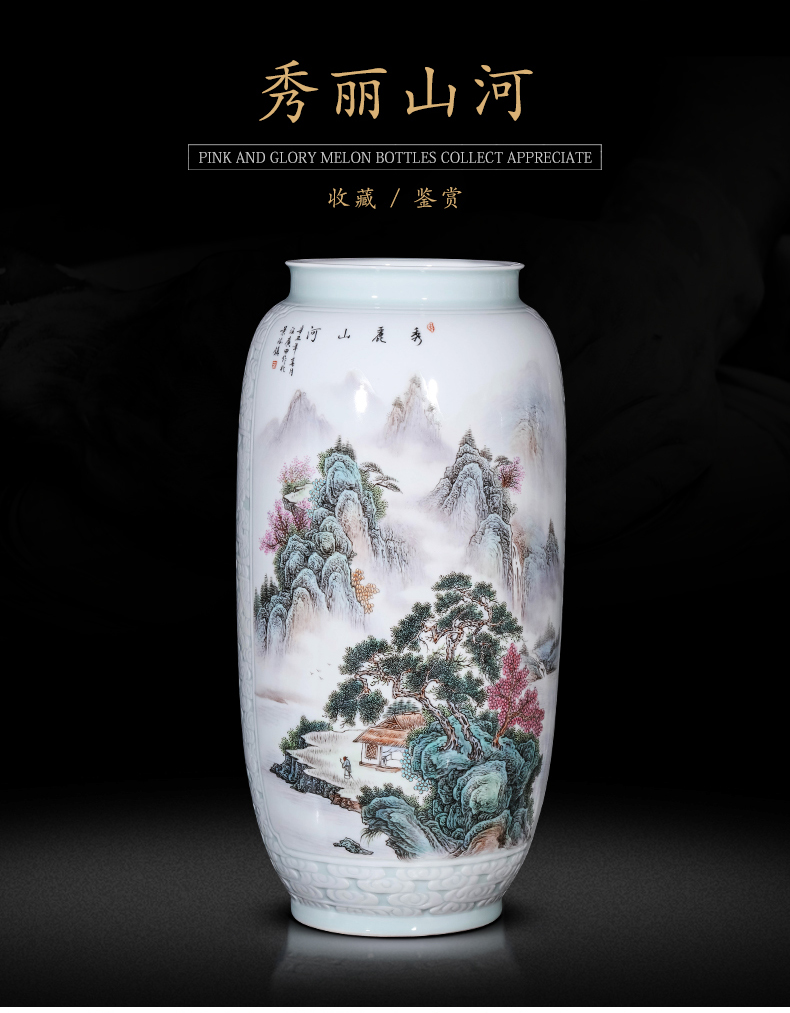 Jingdezhen ceramics, vases, flower arrangement sitting room place pastel household of Chinese style porch TV ark, decoration carving