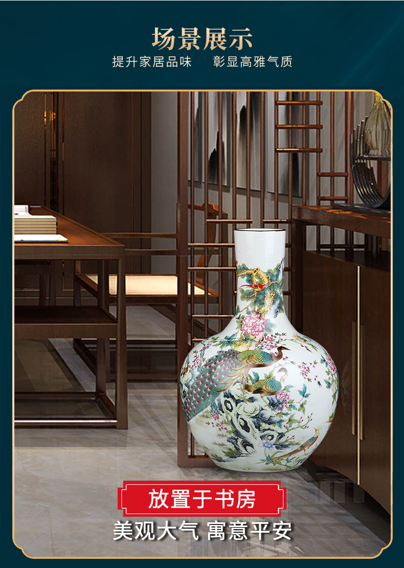 Archaize of jingdezhen ceramics powder enamel celestial vase large new Chinese style living room TV cabinet decoration desktop furnishing articles