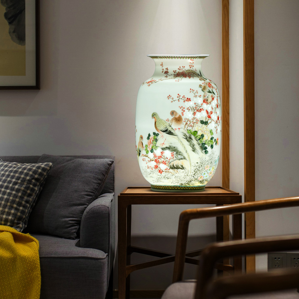 Jingdezhen ceramics vase hand - made color MeiKaiWuFu new Chinese style household living room TV cabinet decoration