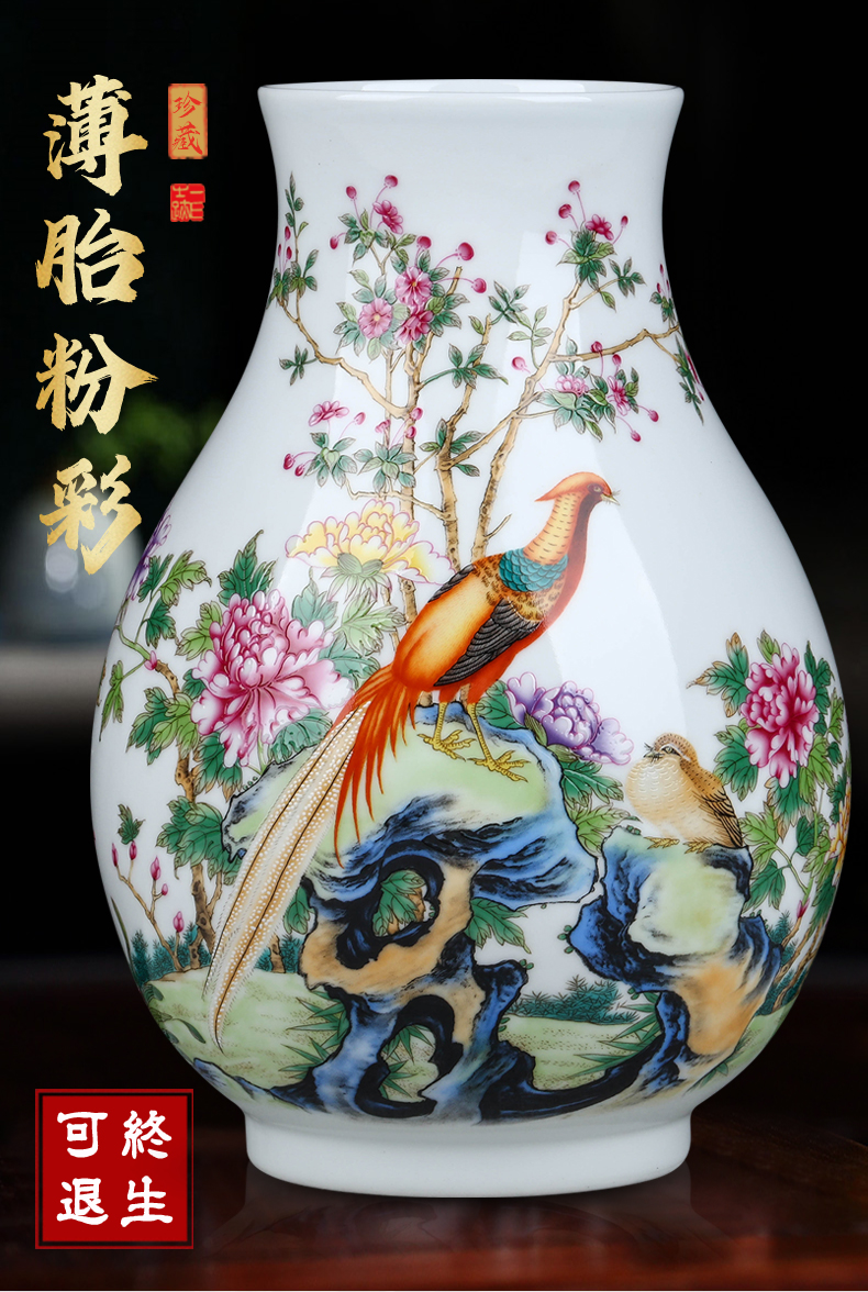 Jingdezhen ceramics powder enamel vase floral outraged flower arranging new sitting room of Chinese style household furnishing articles table decoration decoration